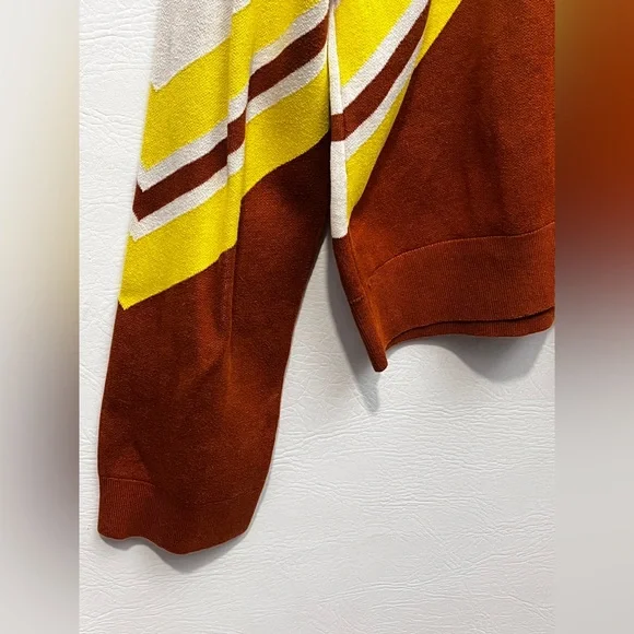 & Other Stories White Yellow Brown Varsity Knit Sweater Large - Picture 6 of 11